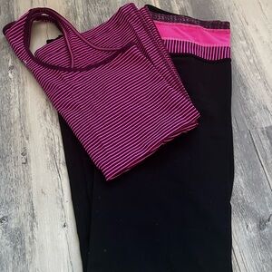 Lululemon Y-back top in size M with reversible groove pants in size 8
